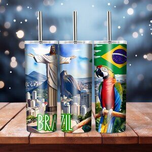 Brazil Skinny Tumbler, Travel Mug, Christmas Gift